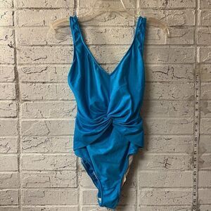 Vintage Gabar  Blue 70s One Piece Bathing Suit S